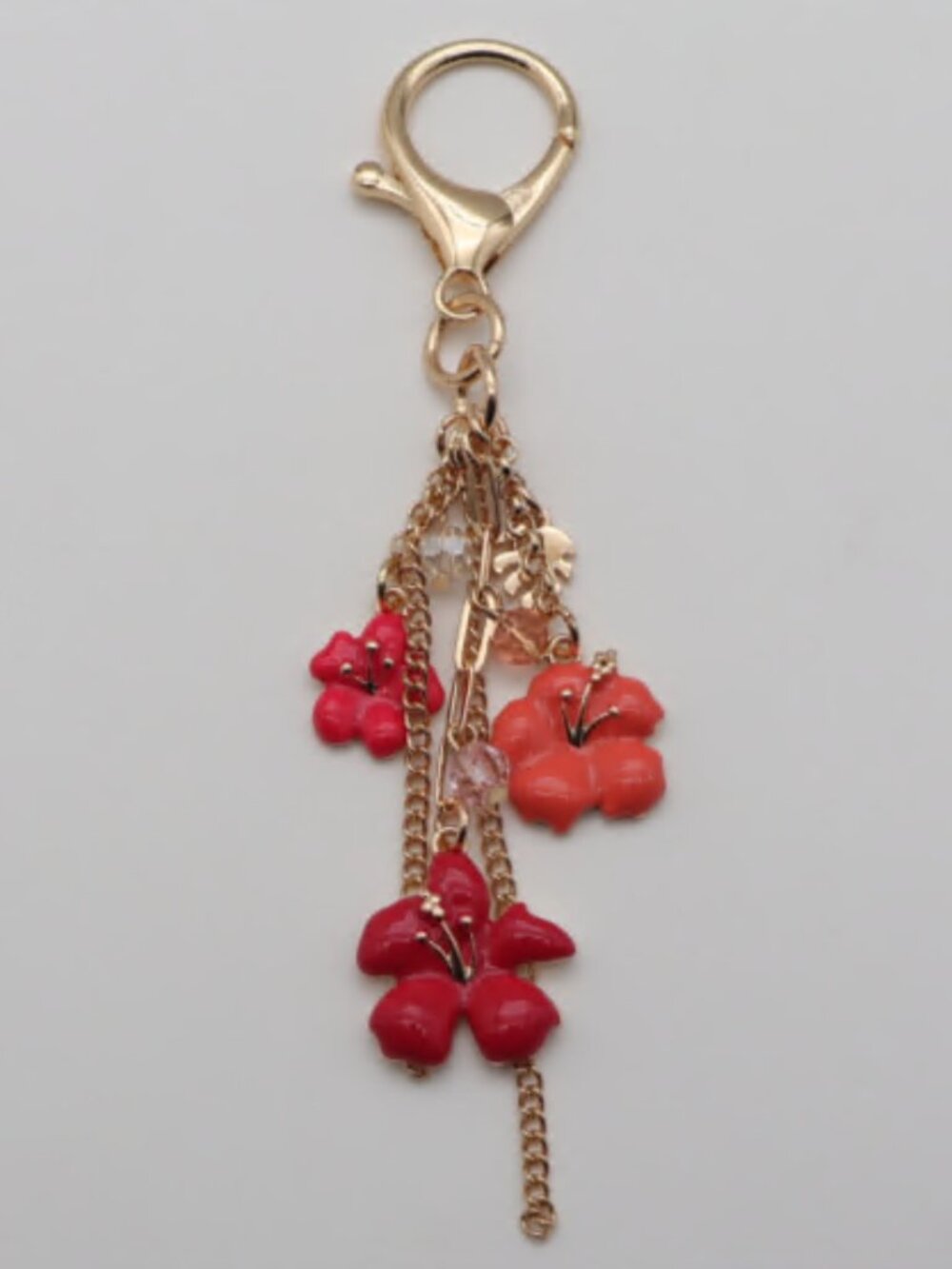 Free People Gold Hibiscus Flower Bag Charm Keychain Tropical Y2K